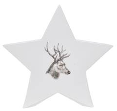 Gwiazdka porcelanowa z reniferem średnia