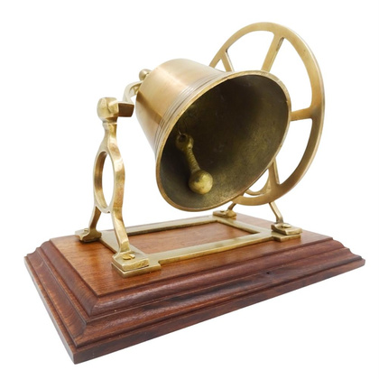 Mosiężny Dzwon obrotowy na drewnianej podstawie MX2677B