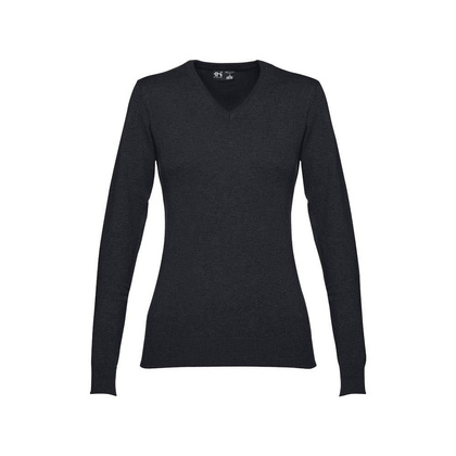 THC MILAN WOMEN. Damski sweter z dekoltem V-neck z bawełny i poliamidu