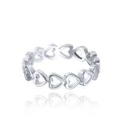 MINET Pierścień srebrny z serduszkami wielkość 15