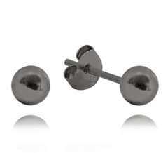 MINET Kolczyki srebrne czarne KULKI 5 mm