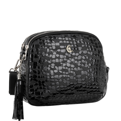 Listonoszka Canaletto ze skóry naturalnej z efektem kropli i srebrnymi wykończeniami TD808s258