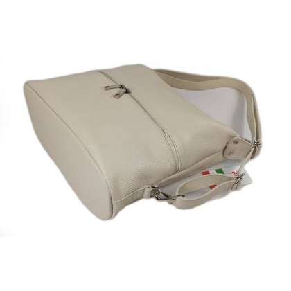 Torebko plecak,Włoski worek na ramię Vera Pelle,pojemny A4 STZ34T beżowy