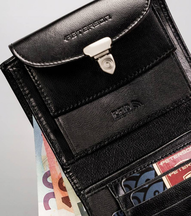 Skórzany portfel damski z systemem rfid zapinany na zatrzask