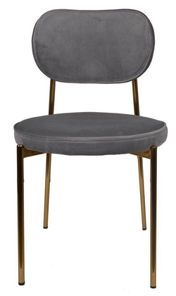 Krzesło welurowe szare ze złotymi metalowymi nogami