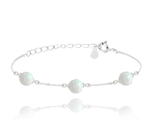 MINET Srebrna bransoletka z białymi opalami