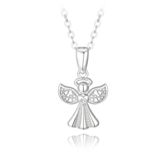 MINET Naszyjnik srebrny ANIOŁ z cyrkoniami