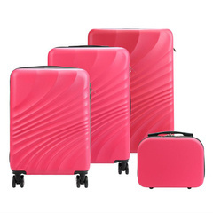 Zestaw  z trzech walizek  oraz kuferka W3002 S14/20/24/28 różowy KEMER