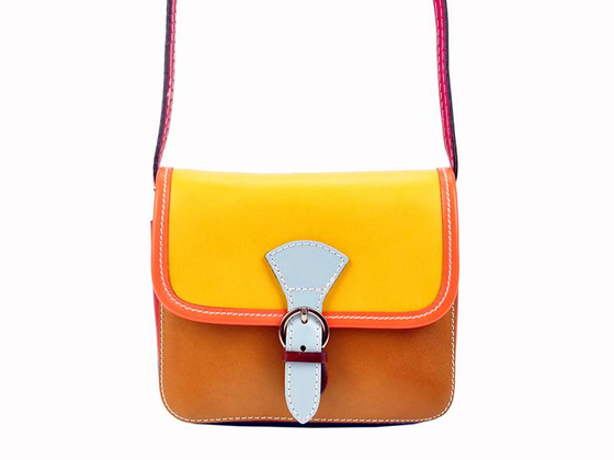 Torebka damska skórzana KEMER 112 pomarańczowy + granat