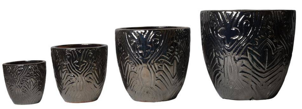Kpl.4 donic ceramicznych szarych ze złotym połyskiem