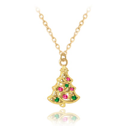 MINET Świąteczny pozłacany srebrny naszyjnik CHRISTMAS TREE