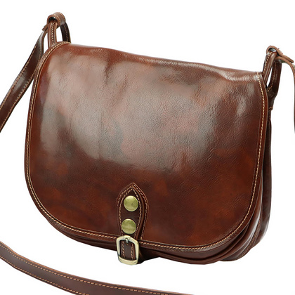 Skórzana torebka, listonoszka 8863 brąz 