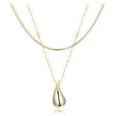 MINET Pozłacany srebrny podwójny naszyjnik kroplą