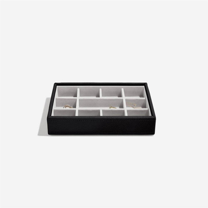 Szkatułka na biżuterię Stackers 11 komorowa mini czarna velvet
