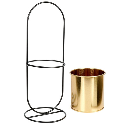 Osłonka doniczka na stojaku metalowa złota / kwietnik 30,5 cm