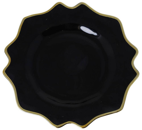Podtalerz szklany czarny ze złotym brzegiem