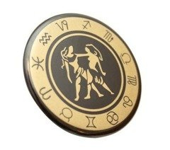 Bliźnięta - znak zodiaku - magnes. Śr. 6cm; metal emaliowany - BLI