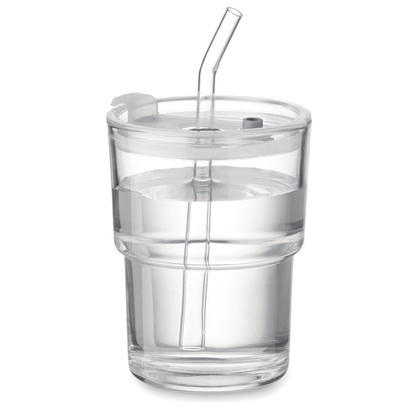 Szklany kubek ze słomką 400ml