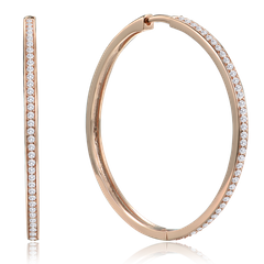 MINET Rose gold srebrne kolczyki kwadratowe koła 4 cm z białymi cyrkoniami