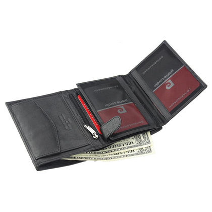 Portfel męski skórzany PIERRE CARDIN TILAK38 326 RFID Czarno Czerwony