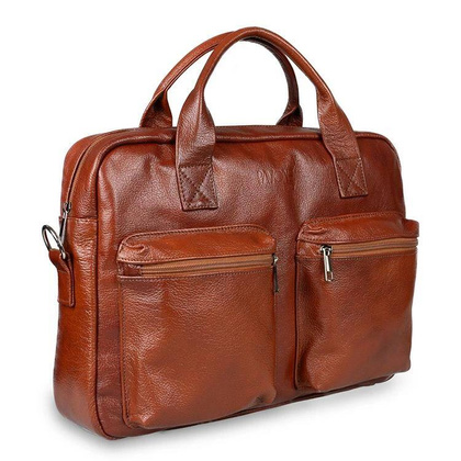 Skórzana torba męska na ramię laptopa 15,6" brązowa - Pavone Nero Bergamo 2423 BR