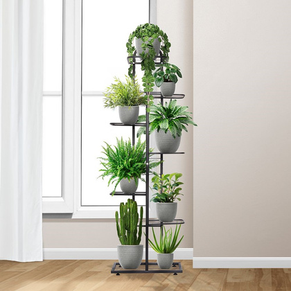 Kwietnik 7-poziomowy na doniczki metalowy czarny 138 cm