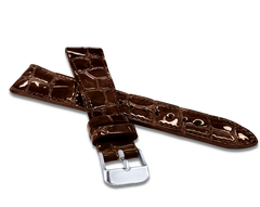 LAVVU Ciemnobrązowy szyty pasek lakierowany CROCO OCALA z luksusowej skóry Top Grain - 22