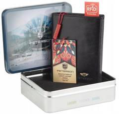 Duży portfel męski czarny ze skóry naturalnej, bez zapięcia