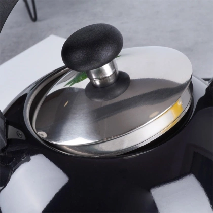 Czajnik stalowy z gwizdkiem czarny indukcja 1,5 l