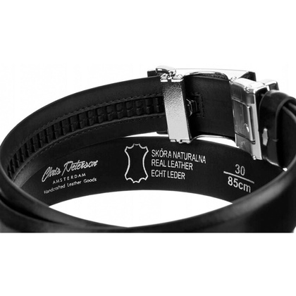 Elegancki pasek męski z klamrą automatyczną - Peterson PTN A007 BLACK 125