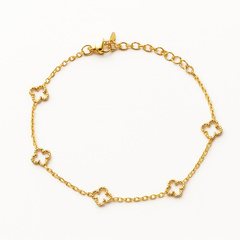 Bransoletka na rękę stal chirurgiczna pozłacana 14k złotem, koniczynka BST1594