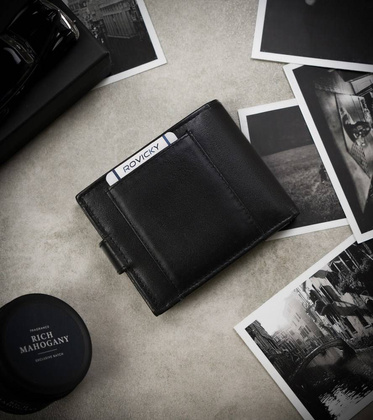 Portfel męski ze skóry bydlęcej z zabezpieczeniem rfid protect