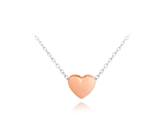 MINET Rose gold naszyjnik srebrny LOVE z sercem