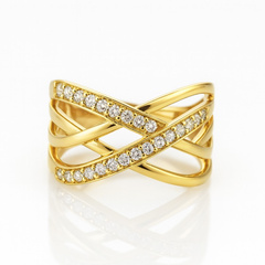 Pierścionek pozłacany stal chirurgiczna platerowana złotem PST964, Rozmiar pierścionków: US8 EU17