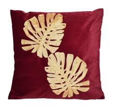 Poduszka z liśćmi bordowa