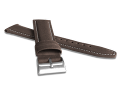 LAVVU Wyściełany brązowy szyty pasek CLASSIC z luksusowej skóry Top Grain - 24