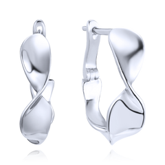 MINET Nowoczesne srebrne zakrzywione kolczyki