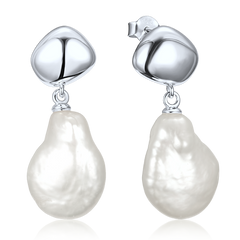 MINET Eleganckie srebrne kolczyki z perłą