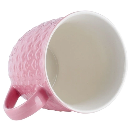 Duży kubek ceramiczny z uchem do kawy herbaty napojów serca różowy 580 ml