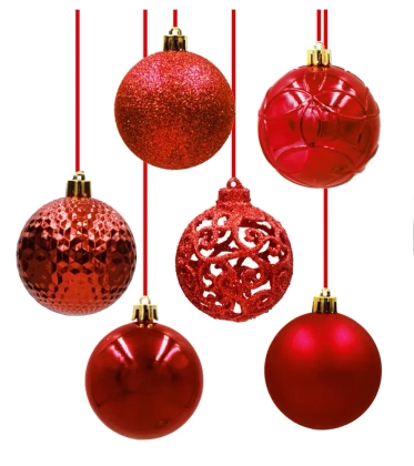 Bombki choinkowe komplet 37 szt. nietłukących plastikowych bombek - Czerwony