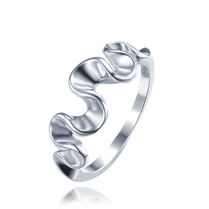 MINET Nowoczesny falisty pierścien srebrny wielkość 12