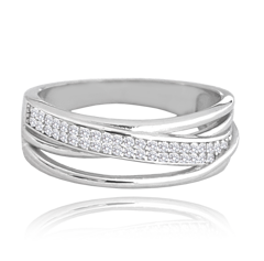 MINET Pierścien srebrny z białymi cyrkoniami wielkość 14