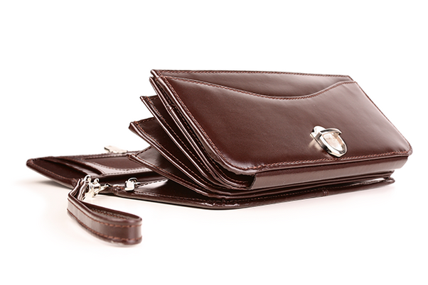 Portfel skórzany damski z rączką KEMER VOOC PPD1 Brązowy