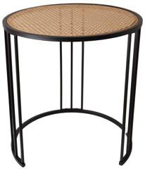 Stolik na czarnym metalowym stelażu