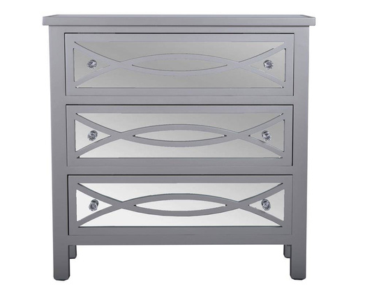 Komoda lustrzana z 3 szufladami półkola srebrna