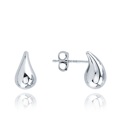 MINET Nowoczesne kolczyki z białego złota krople Au 585/1000 1,10g