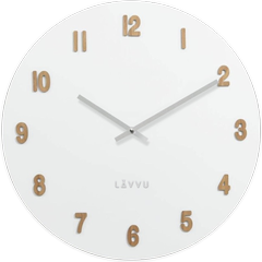 LAVVU Duży biały drewniany zegar WHITE