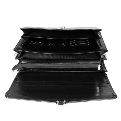 Skórzana teczka męska na laptopa ramię czarna - Pavone Nero Bolzano 2256 BL