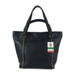 Duża włoska torba na ramię,podwójne uszy, worek Vera Pelle ,Czarna WM555N KEMER