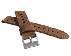 LAVVU Perforowany jasnobrązowy szyty pasek VINTAGE z luksusowej skóry Top Grain - 22